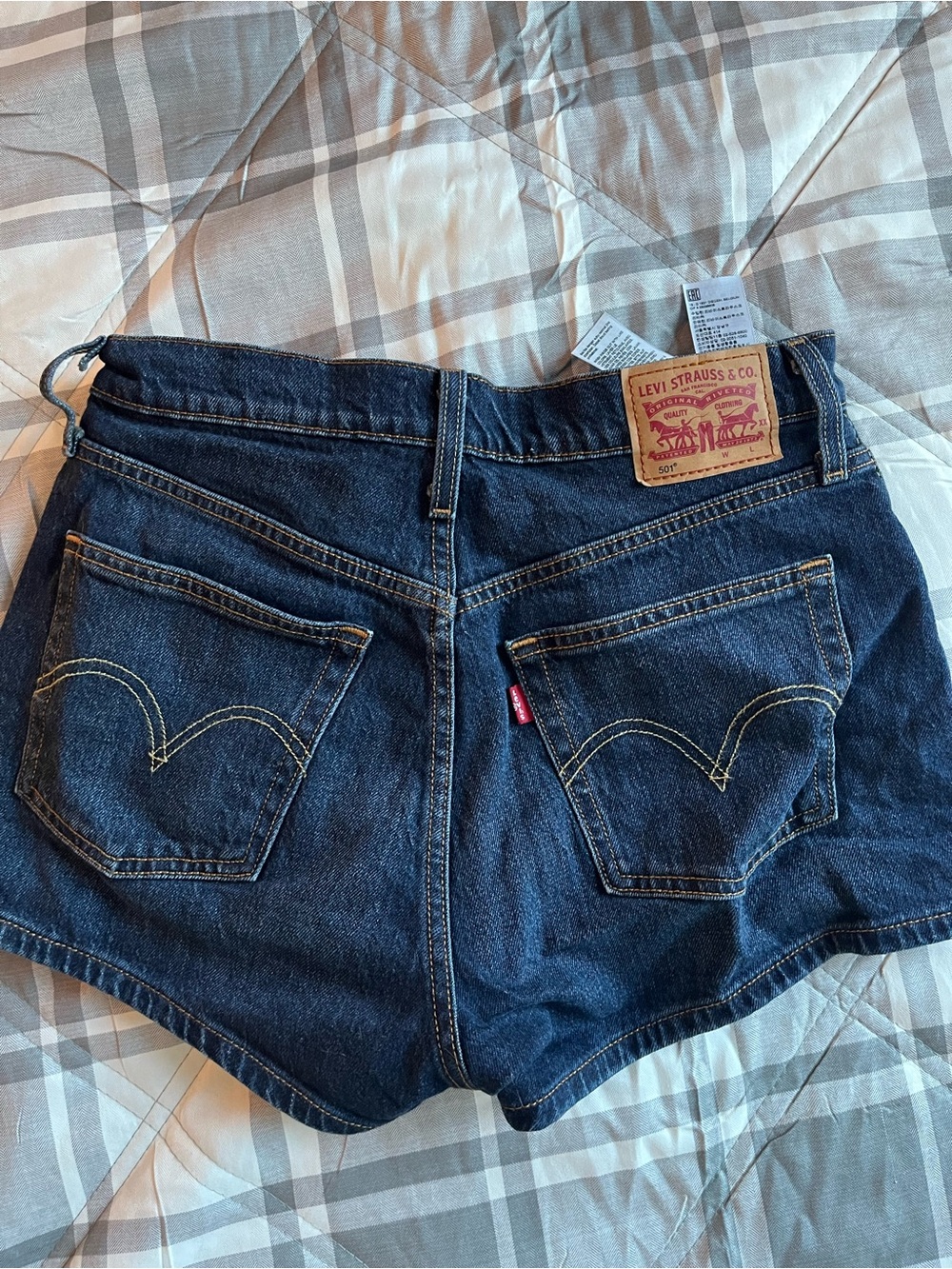 Levi's Dark Blue Denim Jean Shorts with Signature Back Pockets